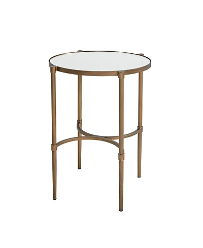 Martha Stewart Lia Vintage 18"W Oval Tempered Glass-Top Accent Table with Metal Base