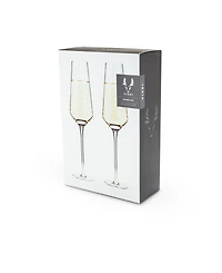 Viski Raye Angled Crystal Champagne Flutes, Set of 2, 8 Oz