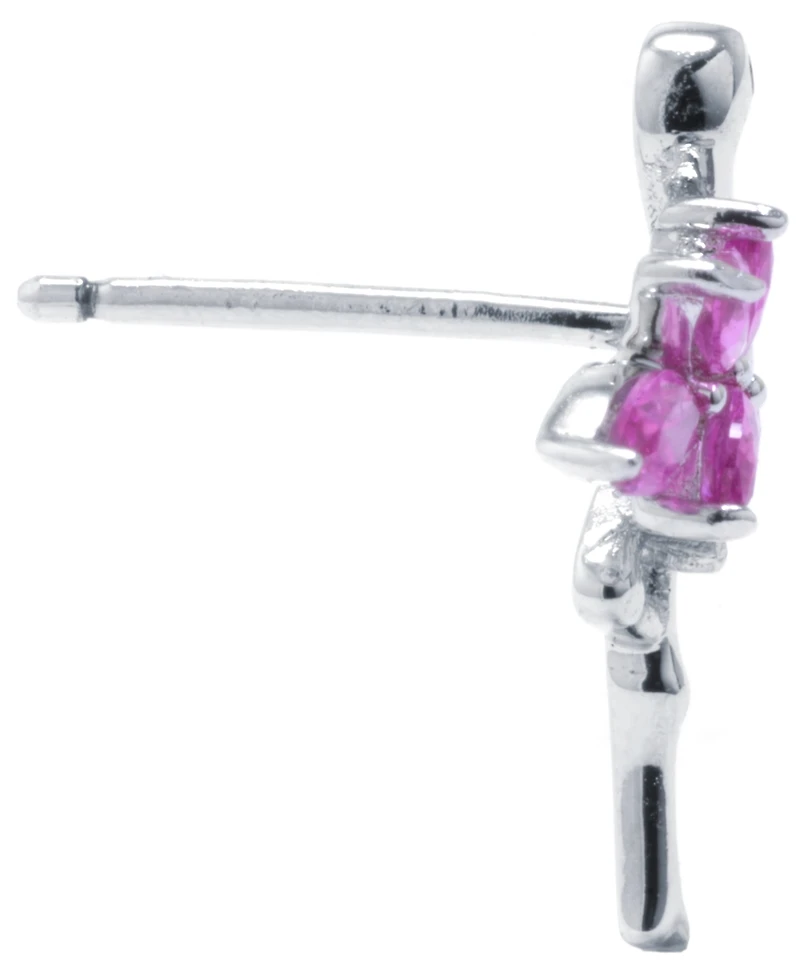 Cubic Zirconia Pink Flamingo Stud Earrings in Sterling Silver