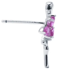 Cubic Zirconia Pink Flamingo Stud Earrings in Sterling Silver