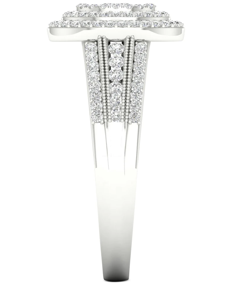 Diamond Oval Cluster Statement Ring (1/2 ct. t.w.) Sterling Silver