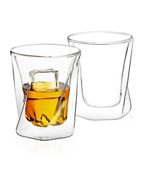 JoyJolt Lacey Double Wall Whiskey Glasses Set of 2