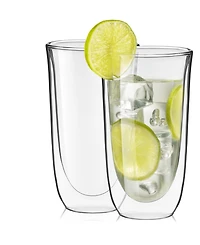 JoyJolt Spike Double Wall Highball Glasses, Set of 2