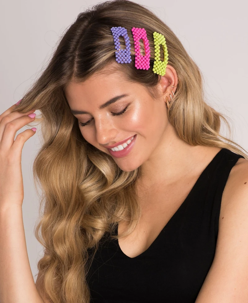 Soho Style Beaded Neon Hair Clip 3 Piece Set