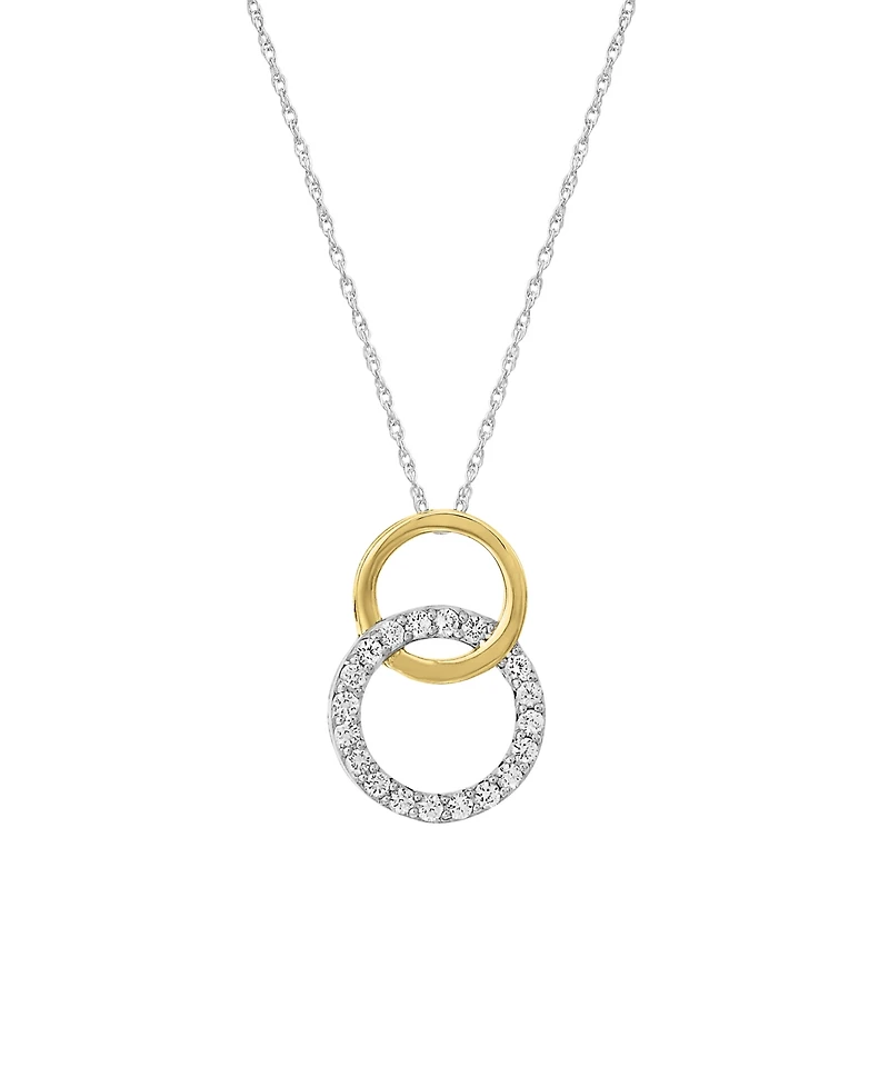 241 Wear It Both Ways Diamond Interlocking Circle Pendant Necklace (1/5 ct. t.w.) in 14k Two-Tone White and Yellow Gold
