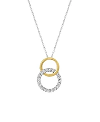 241 Wear It Both Ways Diamond Interlocking Circle Pendant Necklace (1/5 ct. t.w.) in 14k Two-Tone White and Yellow Gold