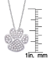 Diamond 1/4 ct. t.w. Paw Print Pendant Necklace in Sterling Silver