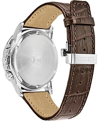 Citizen Eco-Drive Men's Calendrier Brown Leather Strap Watch 44mm