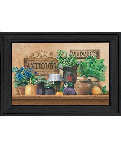 Trendy Decor 4U Antiques and Herbs By Ed Wargo, Printed Wall Art, Ready to hang, Black Frame, 15" x 11"