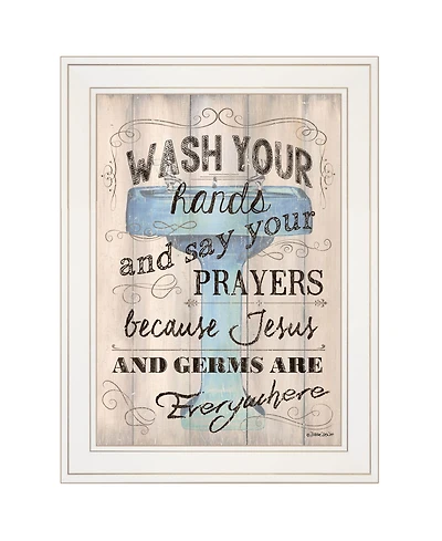 Trendy Decor 4U Bathroom Humor by Debbie DeWitt, Ready to hang Framed print, White Frame, 15" x 19"