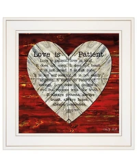 Trendy Decor 4U Love is Patient by Cindy Jacobs, Ready to hang Framed Print, White Frame, 15" x 15"