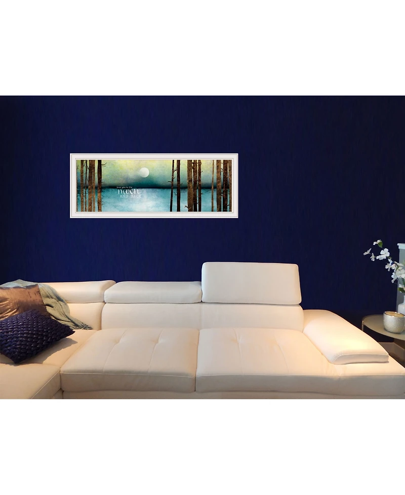 Trendy Decor 4U Love You to the Moon and Back by Marla Rae, Ready to hang Framed print, White Frame, 39" x 15"