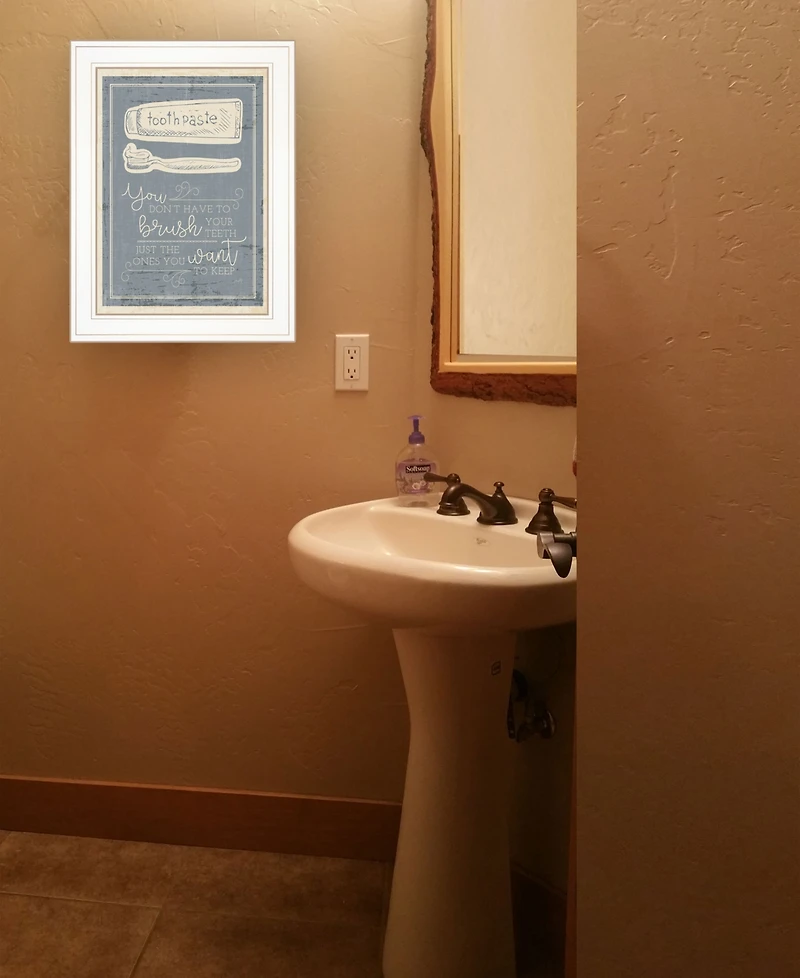 Trendy Decor 4U Brush Teeth by Misty Michelle, Ready to hang Framed Print, White Frame, 15" x 21"