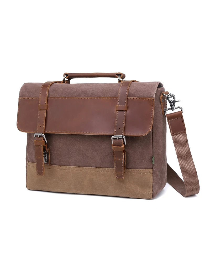 Tsd Brand Stone Creek Waxed Canvas Briefcase