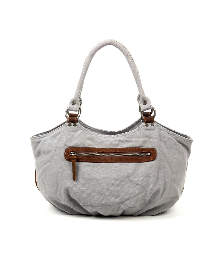 Tsd Brand Bold Lotus Canvas Hobo Bag