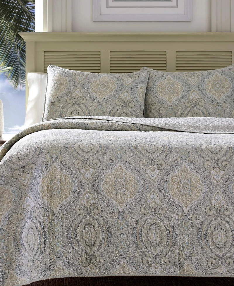 Closeout! Tommy Bahama Turtle Cove Cotton Reversible 3 Piece Quilt Set, King
