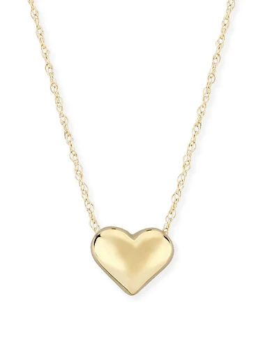 Puffed Heart Necklace Set in 14k Yellow Gold