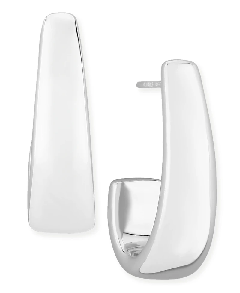 J-Hoop Earrings Set in 14k White Gold