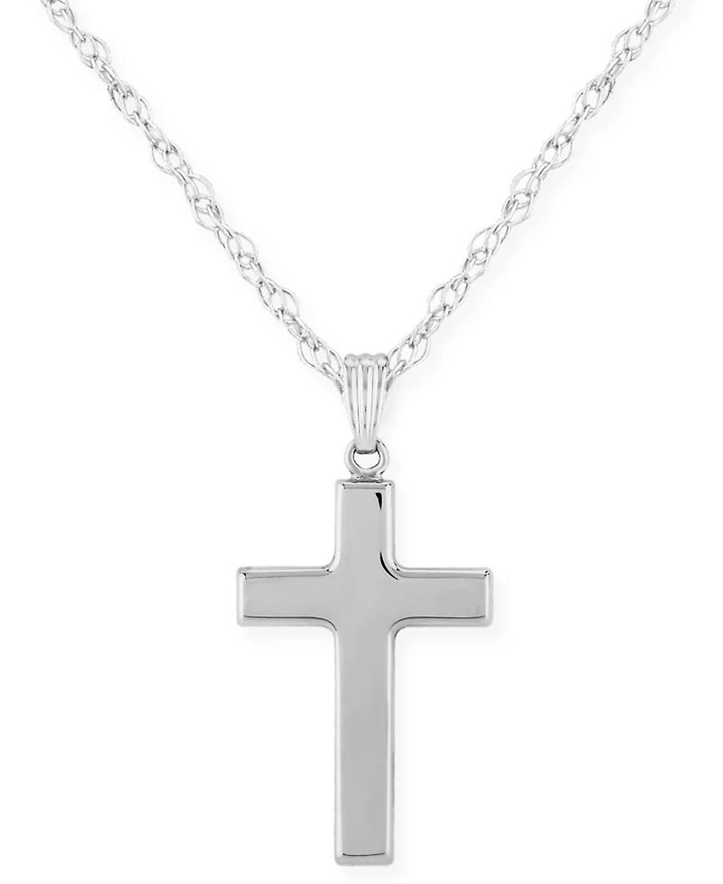 Flat Cross Necklace Set 14k White Or Yellow Gold