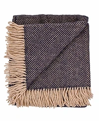 Prince of Scots Highland Tweed Herringbone Pure Wool Oversized Throw, 59" x 72"