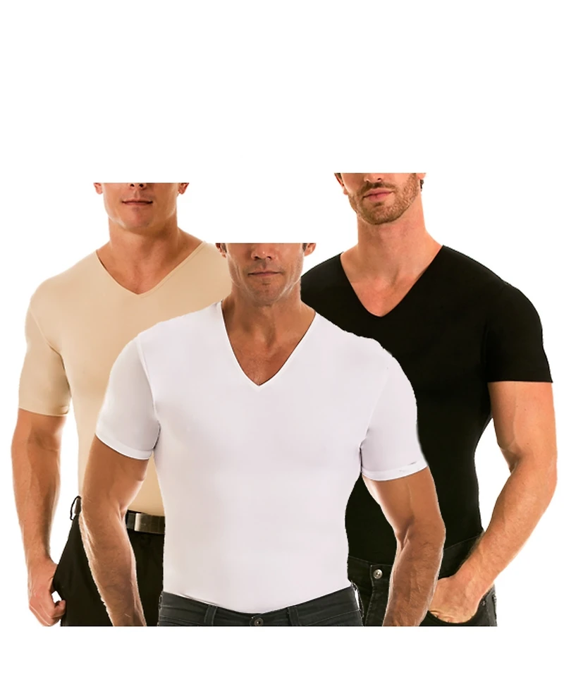Insta Slim Men's 3 Pack Compression Short Sleeve V-Neck T-Shirts