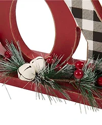 Glitzhome 11.42" L Christmas Wooden Plaid Joy Table Decor