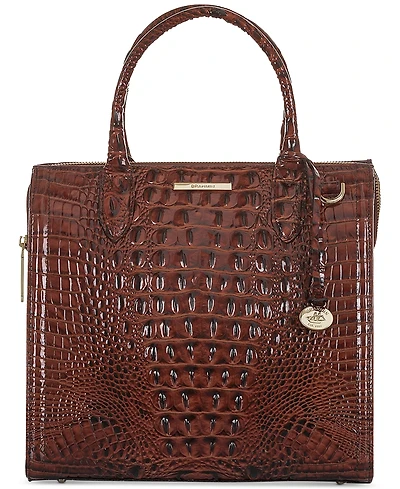Brahmin Caroline Melbourne Embossed Leather Satchel Bag