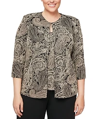 Alex Evenings Plus Glitter-Print Jacket & Top Set