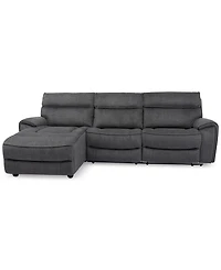 Closeout! Hutchenson 3-Pc. Fabric Chaise Sectional with Power Recliner and Headrest