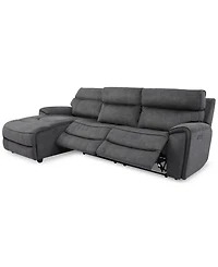 Closeout! Hutchenson 3-Pc. Fabric Chaise Sectional with 2 Power Recliners and Headrests