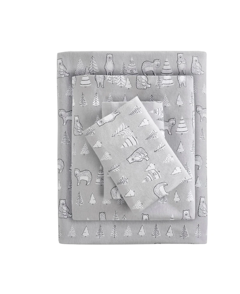 Madison Park Novelty Printed Cotton Flannel 3-Pc. Sheet Set