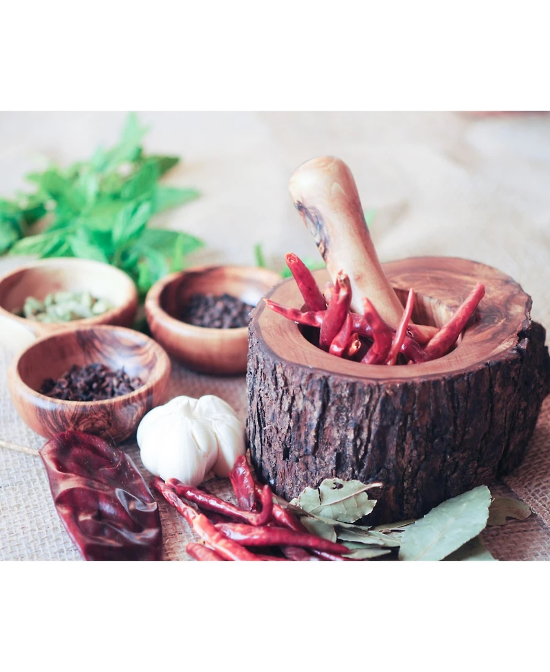 BeldiNest Olive Wood Rustic Pestle and Mortar