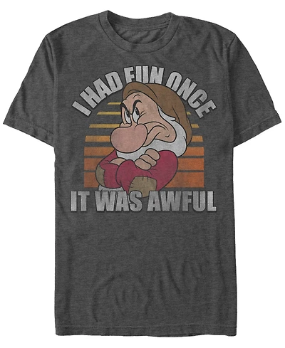 Disney Men's Snow White and the Seven Dwarfs Grumpy Had Fun Once, Short Sleeve T-Shirt
