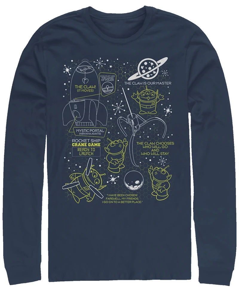Disney Pixar Men's Toy Story Aliens Claw Master Map, Long Sleeve T-Shirt