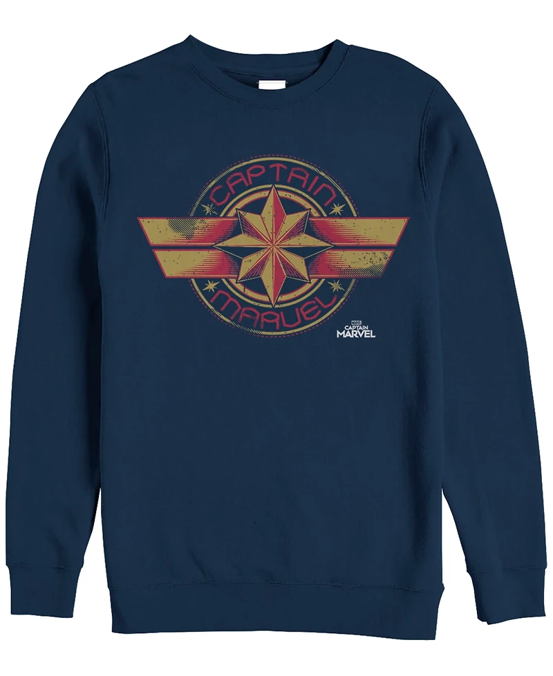 Marvel Men's Captain Chest Logo, Crewneck Fleece