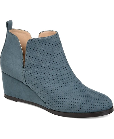 Journee Collection Women's Mylee Perforated Wedge Ankle Booties