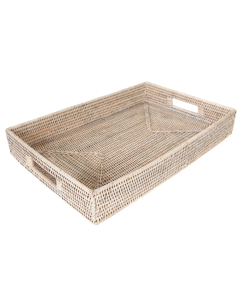 Artifacts Rattan Rectangular Tray With Cutout Handles