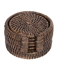 Artifacts Rattan Round Coasters - 7 Piece Set