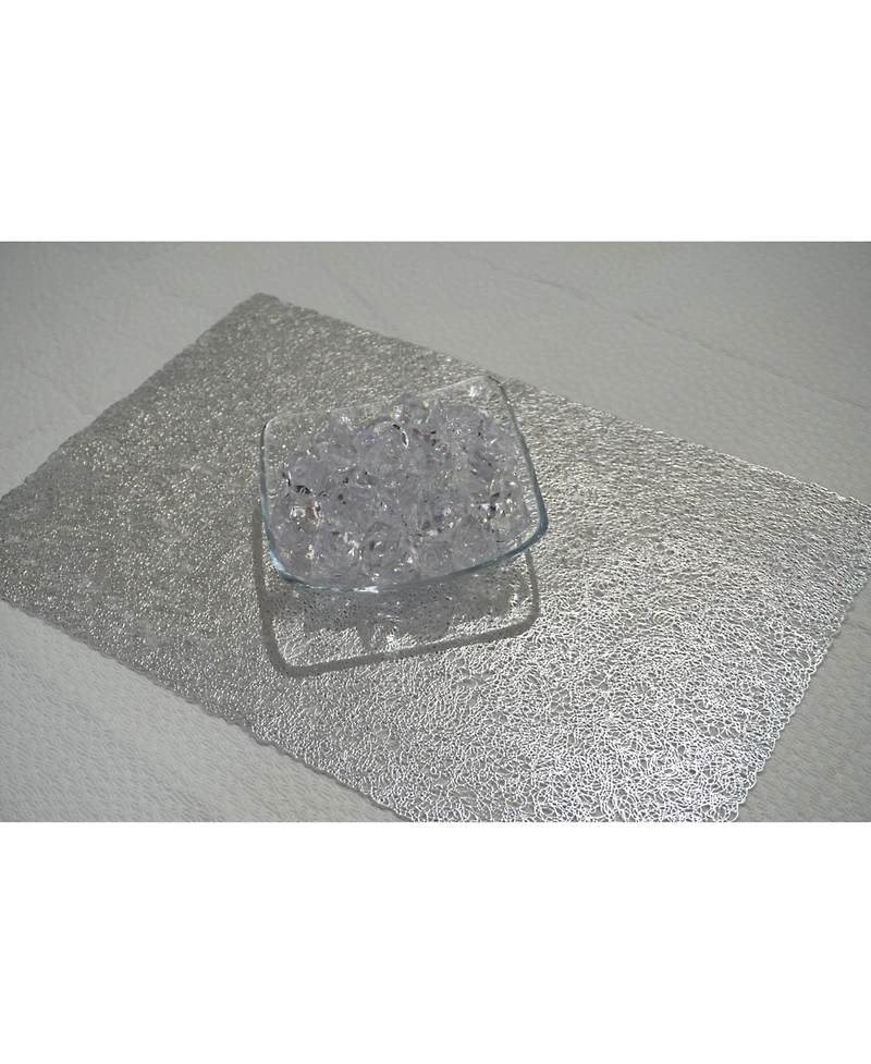 Dainty Home Reversible Metallic Lacey Place Mats Slip Resistant 12" x 18" Placemats - Set of 4