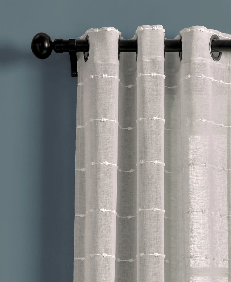 Lush Decor Farmhouse Textured Grommet Sheer Window Curtain Panels