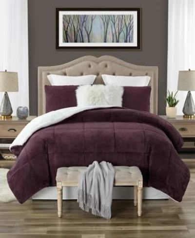 Cathay Home Inc. Plush Faux Fur Sherpa Reversible Comforter Set