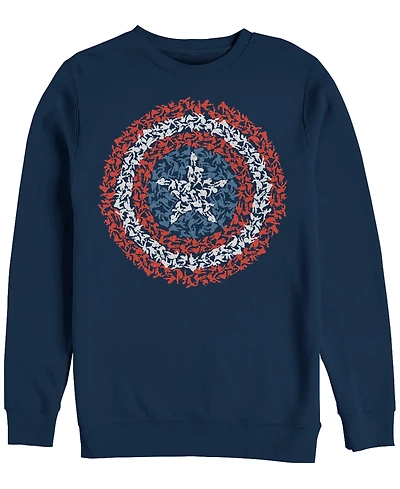 Marvel Men's Captain America Mini Captains Shield Logo, Crewneck Fleece