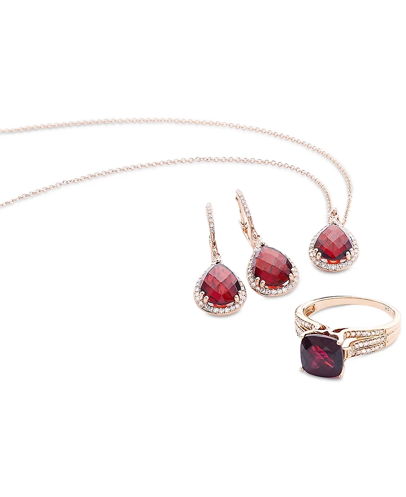 Effy Garnet (4-1/5 ct. t.w.) and Diamond (1/8 ct. t.w.) Pear Pendant in 14k Rose Gold