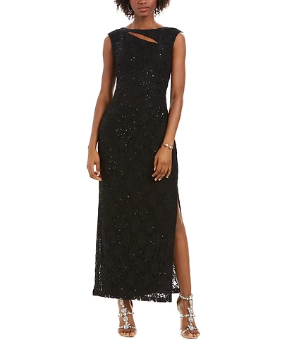 Connected Cutout Sequined Lace Gown