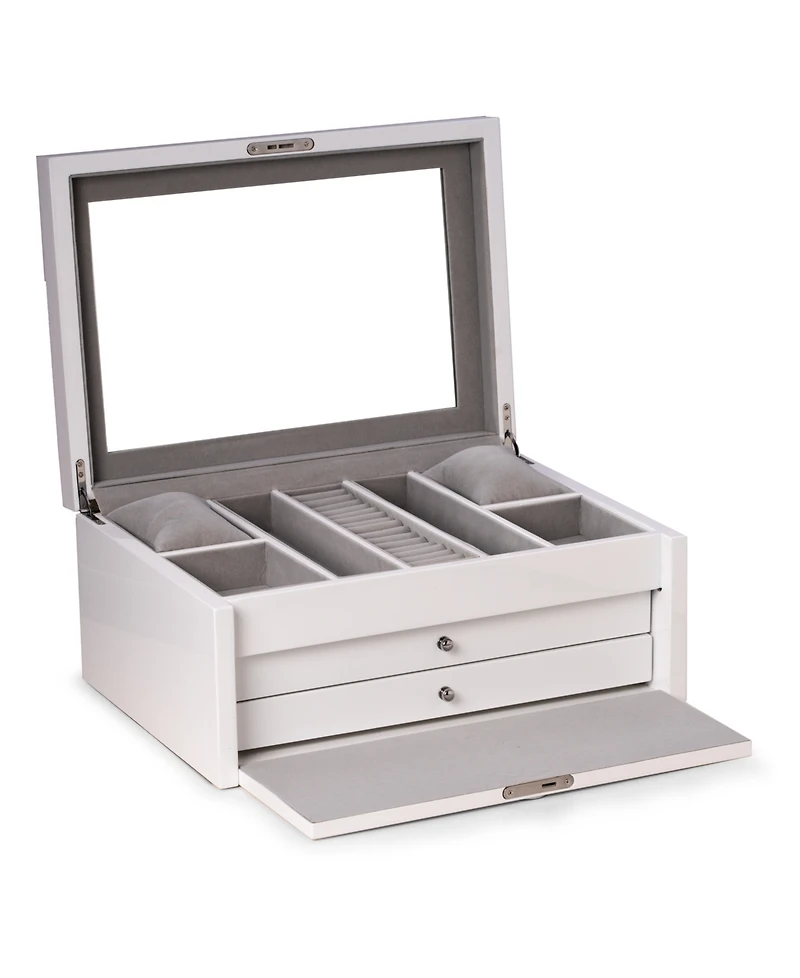 Bey-Berk Lacquer Large Jewelry Chest with Multi-Compartment Storage