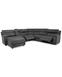 Closeout! Hutchenson 6-Pc. Fabric Chaise Sectional with 2 Power Recliners and Console