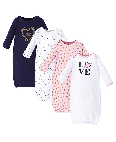 Hudson Baby Baby Girls Hudson 4Pk Interlock Gowns