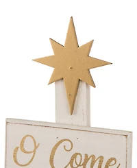 Glitzhome Wooden Nativity Table Tree Decor