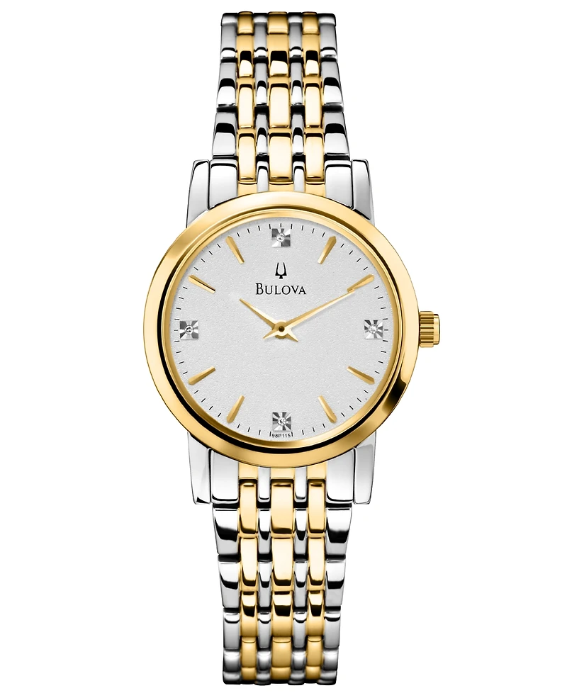Bulova Women's Diamond Accent Two-Tone Stainless Steel Bracelet Watch 30mm 98P115