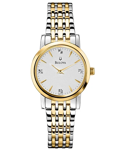 Bulova Women's Diamond Accent Two-Tone Stainless Steel Bracelet Watch 30mm 98P115